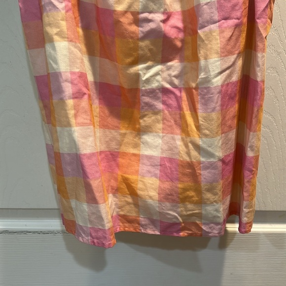 Anthropologie Charlie Holiday Madonna Plaid Linen Mini Dress 8 Easter Spring - Picture 5 of 9